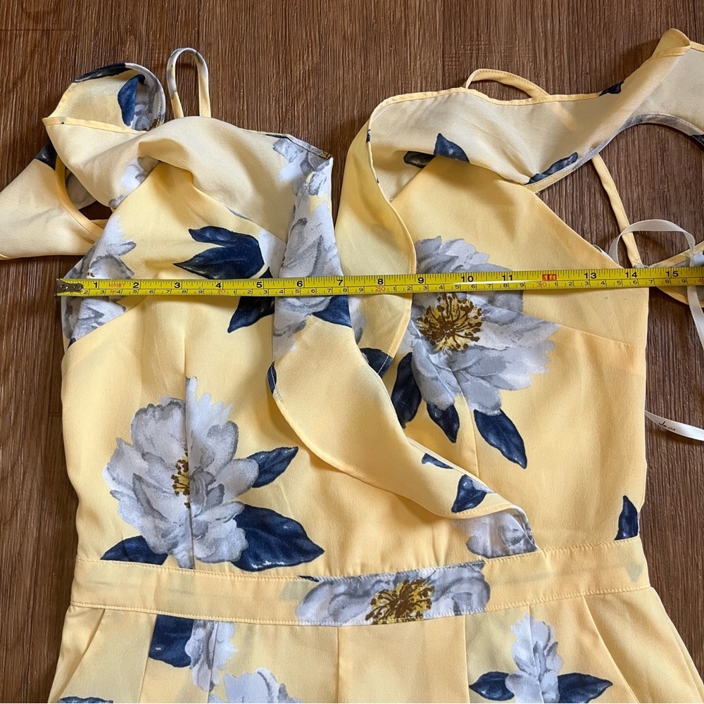 SOLD J.O.A. Butter Yellow Floral Ruffle Jumpsuit - Picture 8 of 9